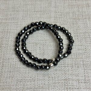 Faceted Hematite Beaded Stretch Bracelet 6mm One Available